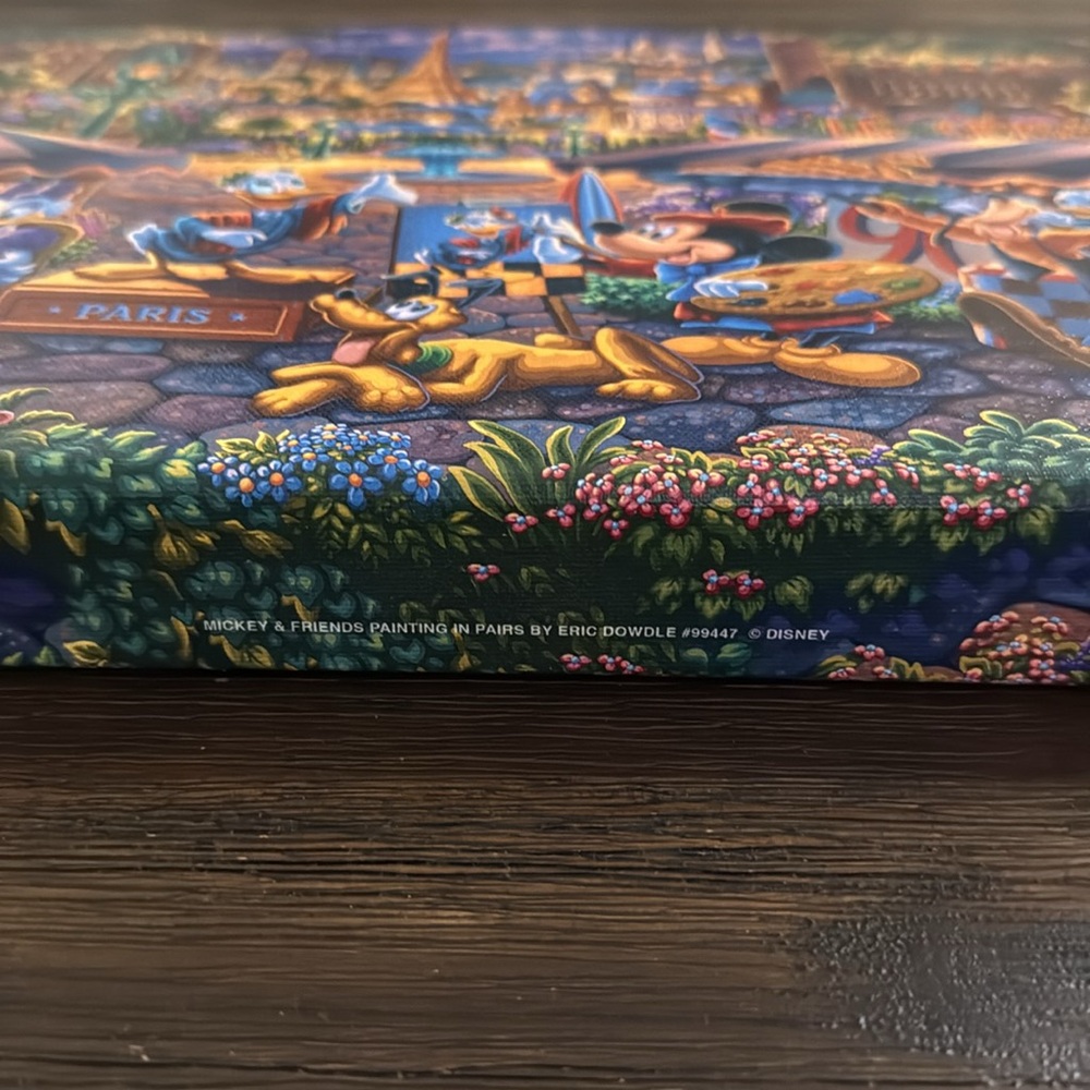Thomas Kinkade Studios Disney Mickey & Friends Painting in Paris 11x14 Canvas - Picture 2 of 10